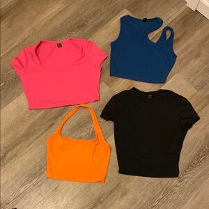 Shein Crop Top Bundle - Pink, Blue, Orange, Black